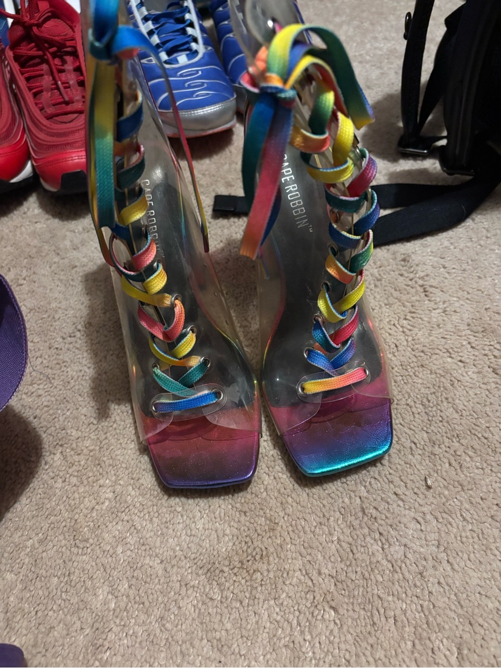 Cape Robbin Iridescent Rainbow Lace-Up Clear Block Heels OFFERS WELCOME 🤗 - Picture 5 of 5